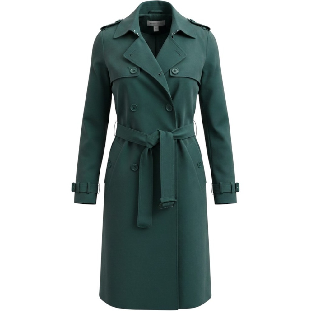 New York and Company Emerald Green Trench Coat Size M